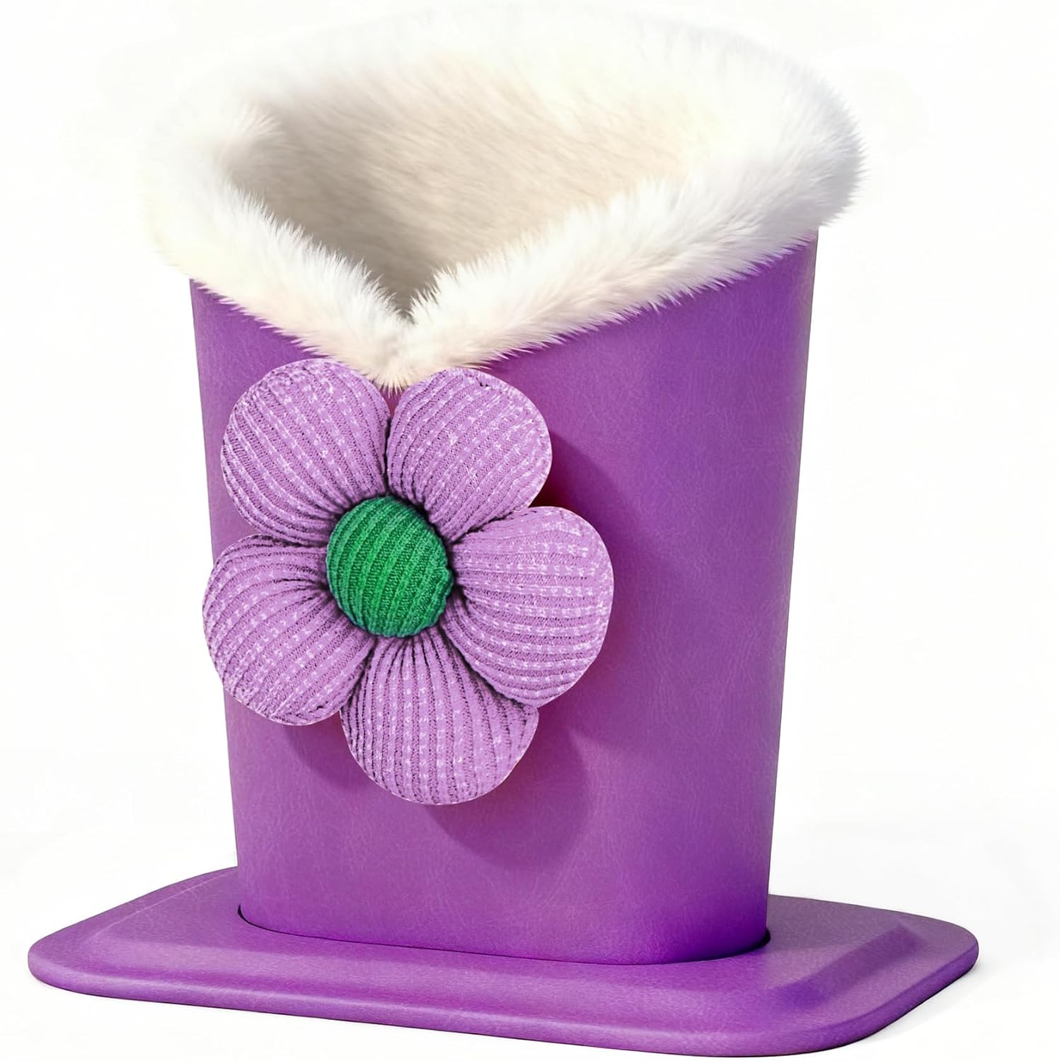 Plush Fluffy Lined Anti-scratch Eyeglasses Holder Protective Glasses Stand Case with Flower Design