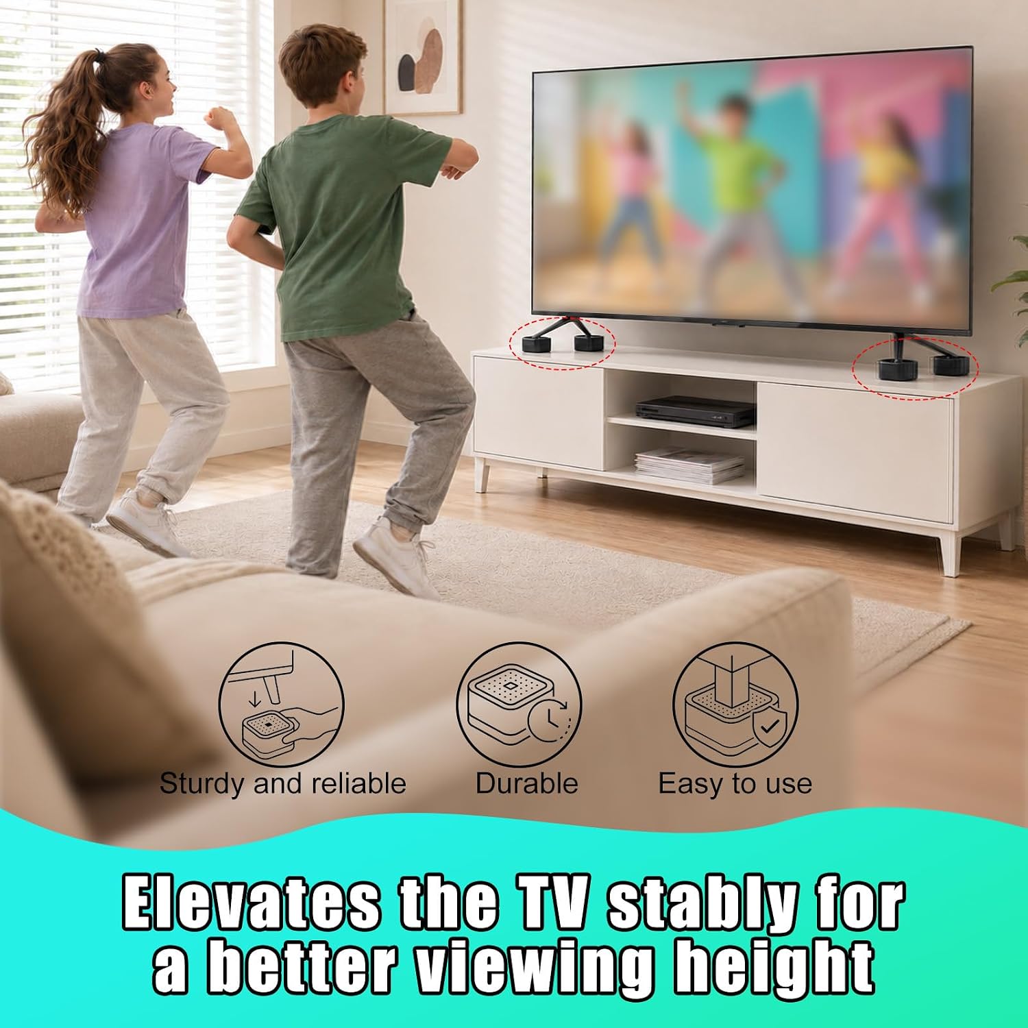 Penitue 4pcs TV Stand Riser Blocks, Heavy-Duty TV Stand Height Riser Blocks