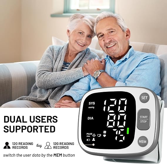 Oklar Wrist Blood Pressure Monitor, FDA Cleared Rechargeable BP Machine