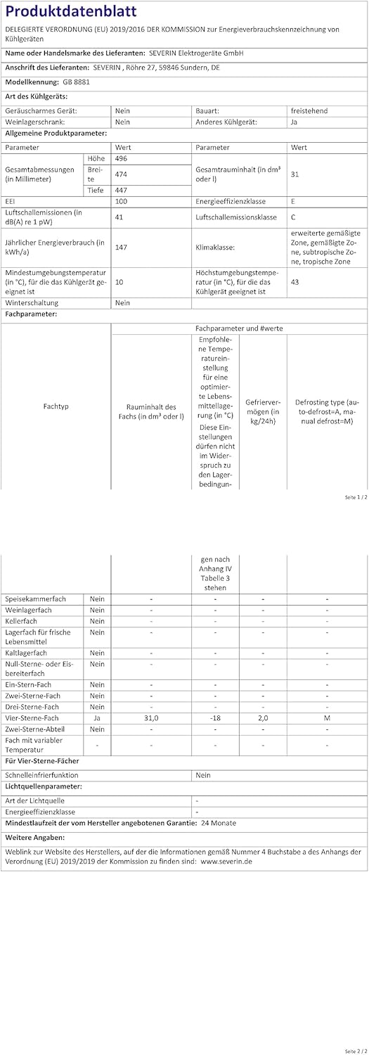 Severin Mini frigo/congelatore retrò (31 l), piccolo congelatore con controllo flessibile della temperatura, frigorifero da tavolo, rosso, GB 8881 [Classe di efficienza energetica E]