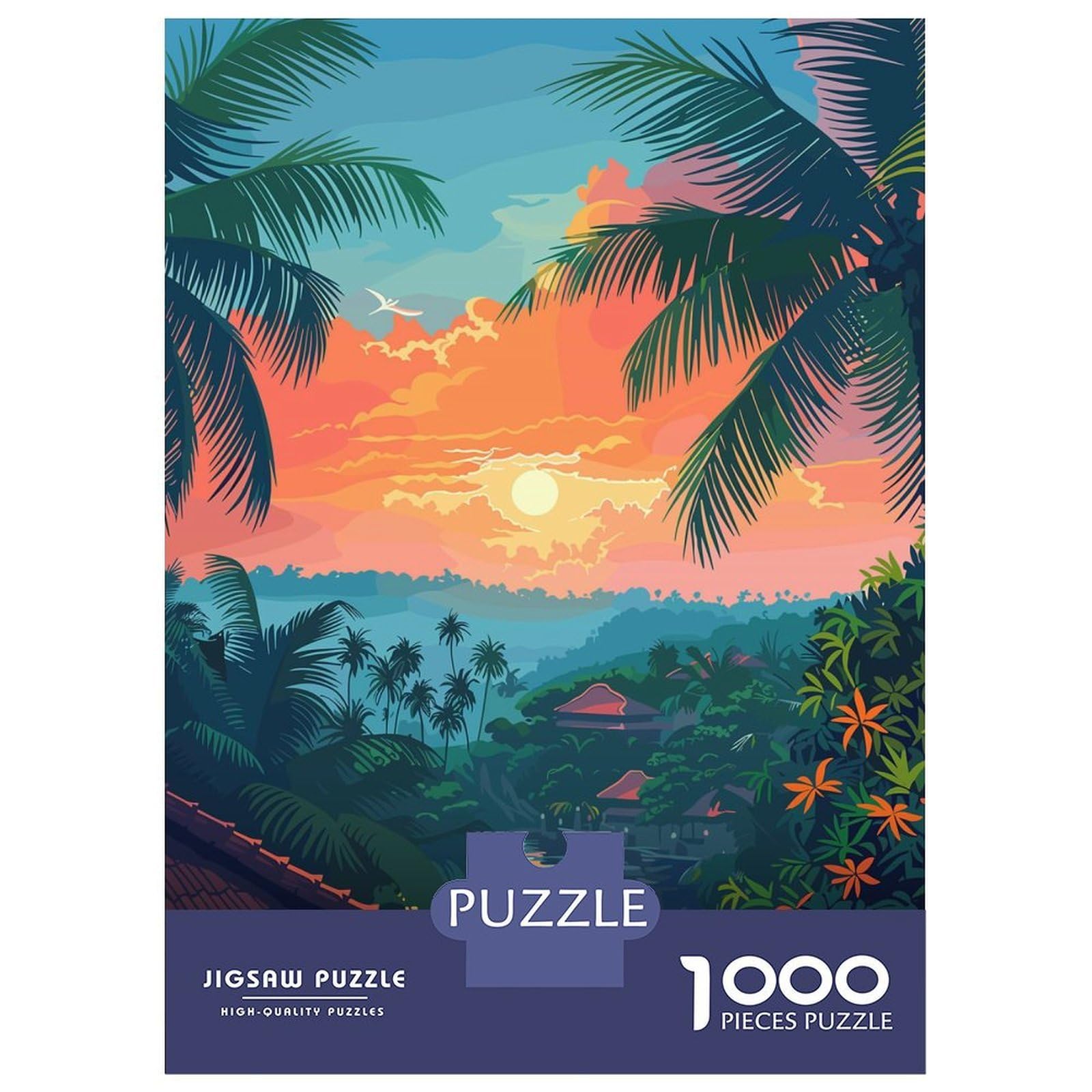 Rompecabezas de 1000 piezas de Bali con paisaje tropical de 52x38 cm para adolescentes 8