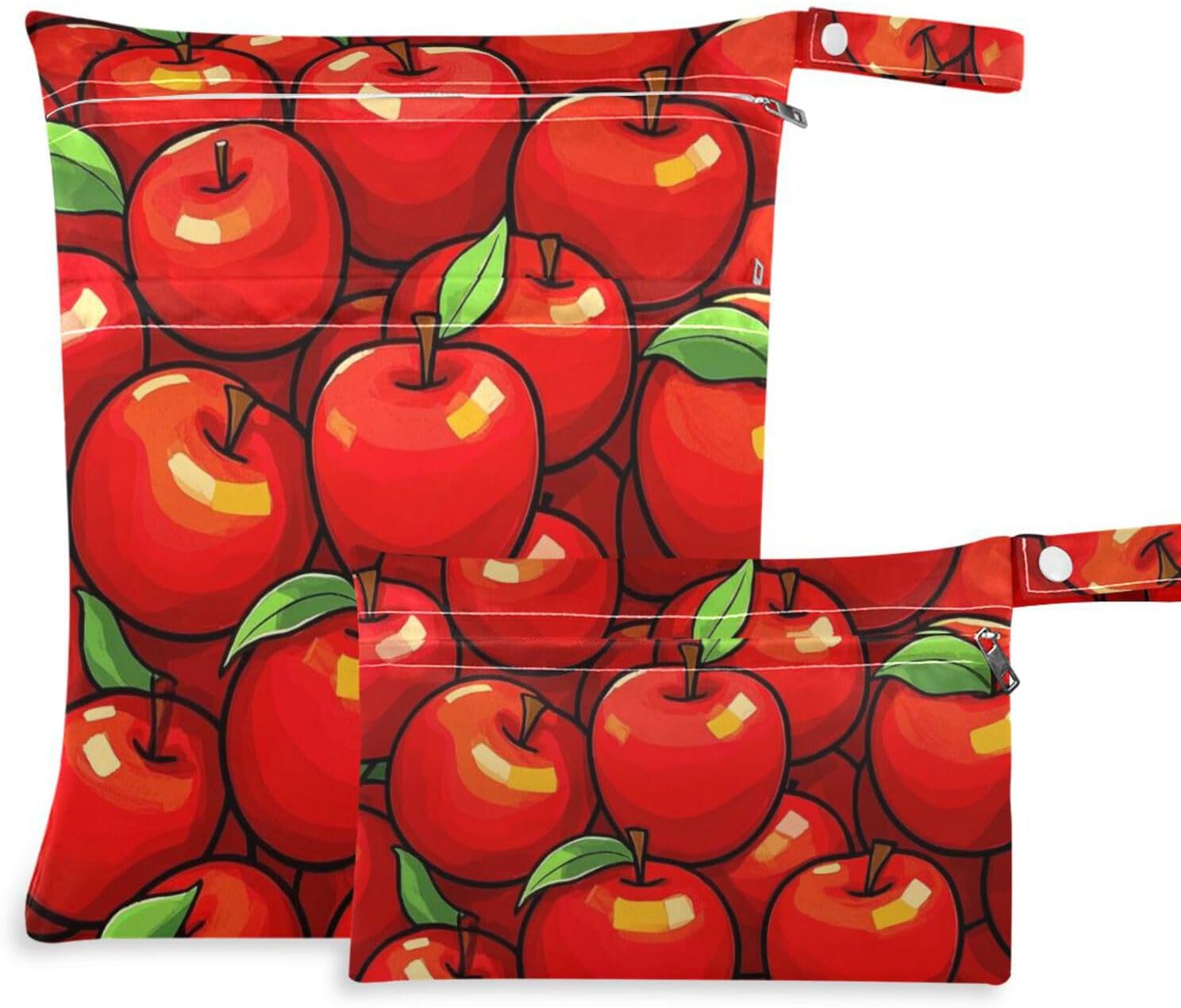 Cute Cartoon Fruit washable dirty clothes bag 2 Pack wet bag for swimsuit with handles for pool, baby diapers