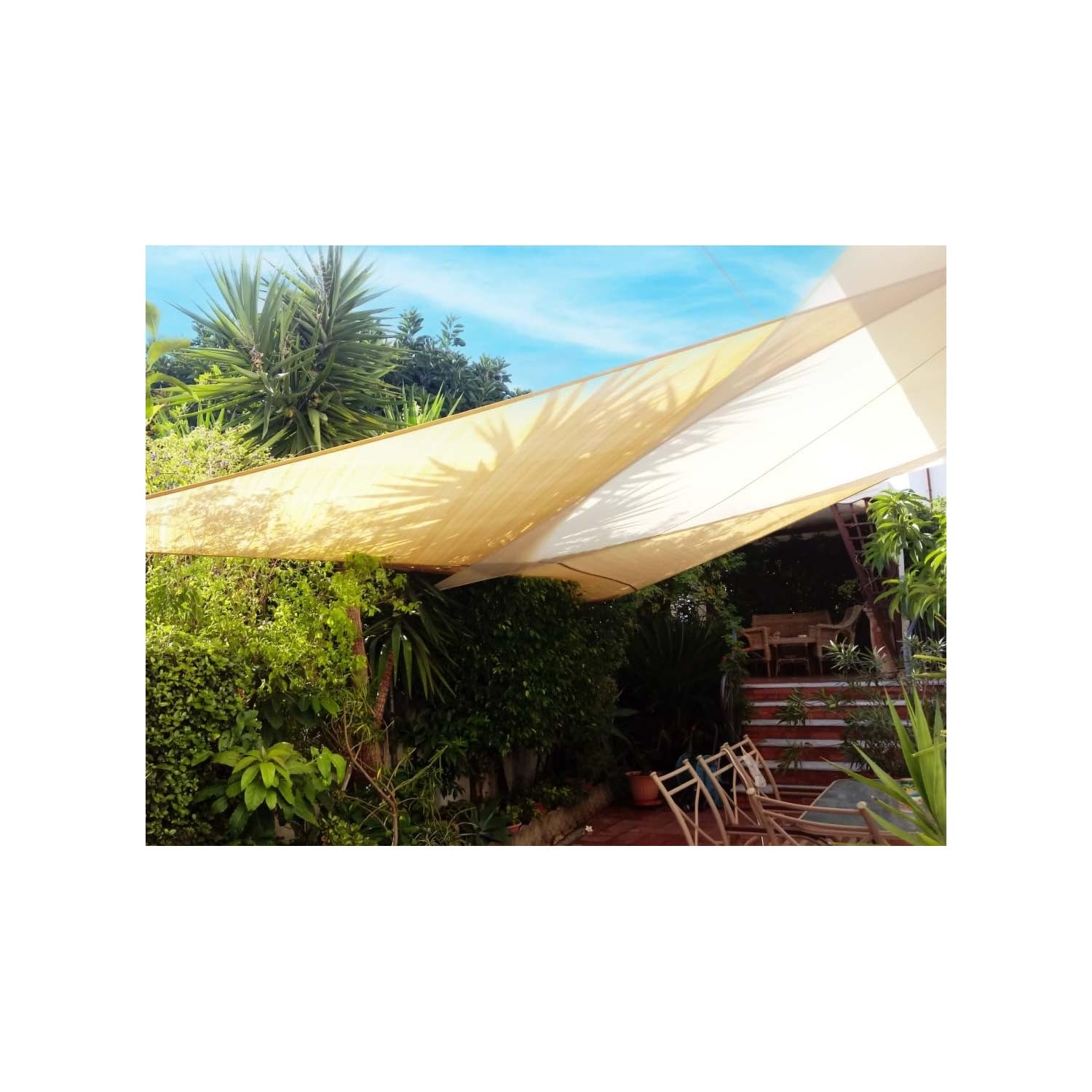 Vela Ombreggiante Quadrata in HDPE 4x4 m Cloud – Traspirante UV, Anelli Acciaio Inox, Antimuffa – Per Giardino e Terrazza