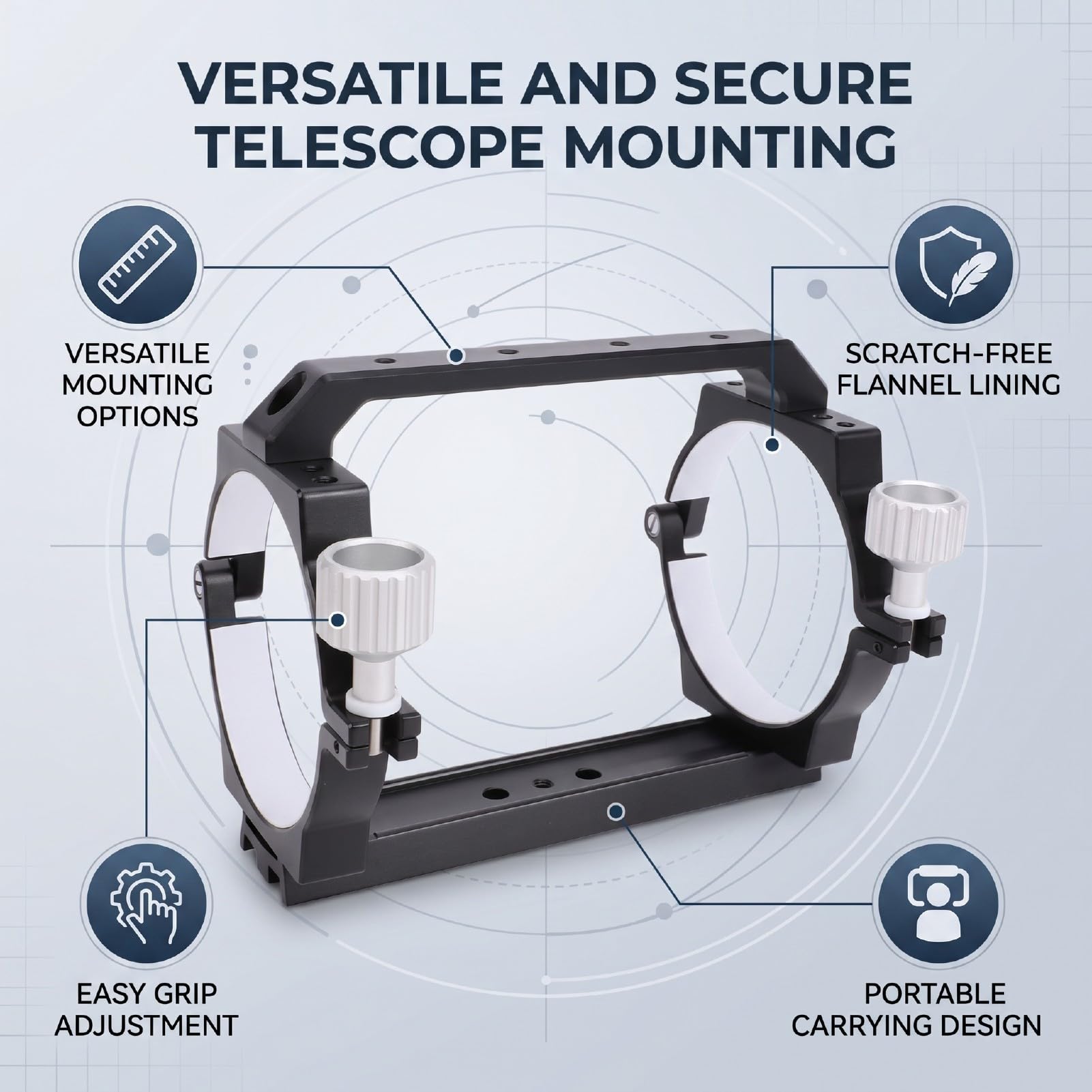 Sxhlseller Abrazadera para Tubo de Telescopio con Anillo de Fijación de