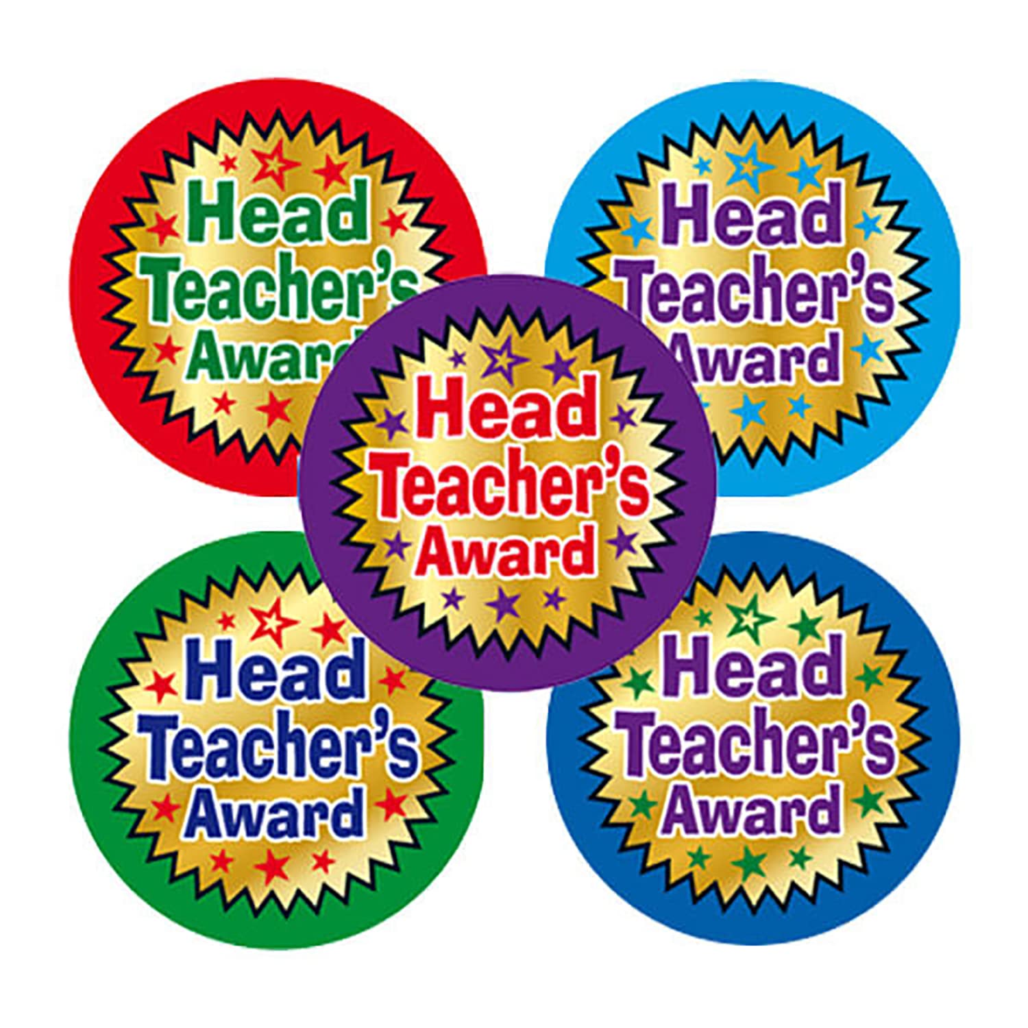 280 Metallic Shiny Head Teacher's Award Motivational Childrens Pupils School Teachers Praise Reward Stickers 37mm Brainwaves Primary Teaching Services