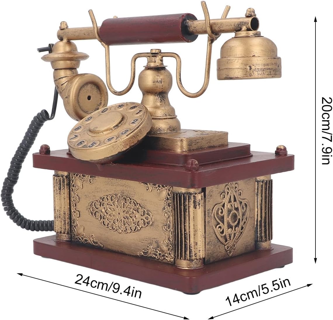 ヴィンテージの電話の装飾アンティークレトロ回転ダイヤルランドラインの電話装飾、リビングルーム、ベッドルーム、オフィス、スターホテル、  アンティークのランドライン レトロホーム固定線の固体木の新しい創造的なヨーロッパのアンティーク電話発信者ID レトロな ...