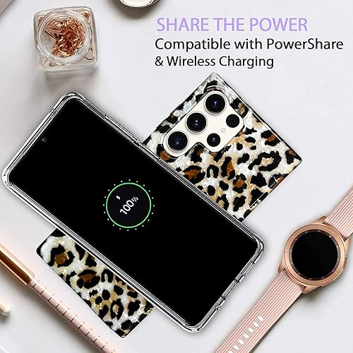 Miniatura 6 de J.west Luxury Sparkle - Funda para Galaxy S23 Ultra de 6.8 pulgadas, con estampado de leopardo translúcido, funda de TPU de silicona transparente