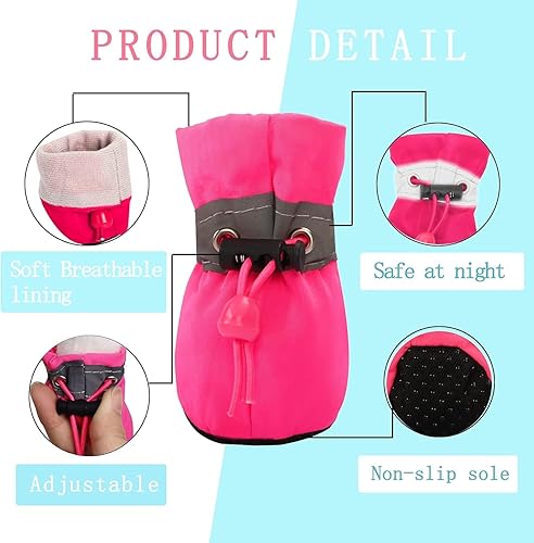 Miniatura 4 de YAODHAOD - Botas para perro con protector de patas, antideslizantes, con suela suave, correas reflectantes, para perros pequeños