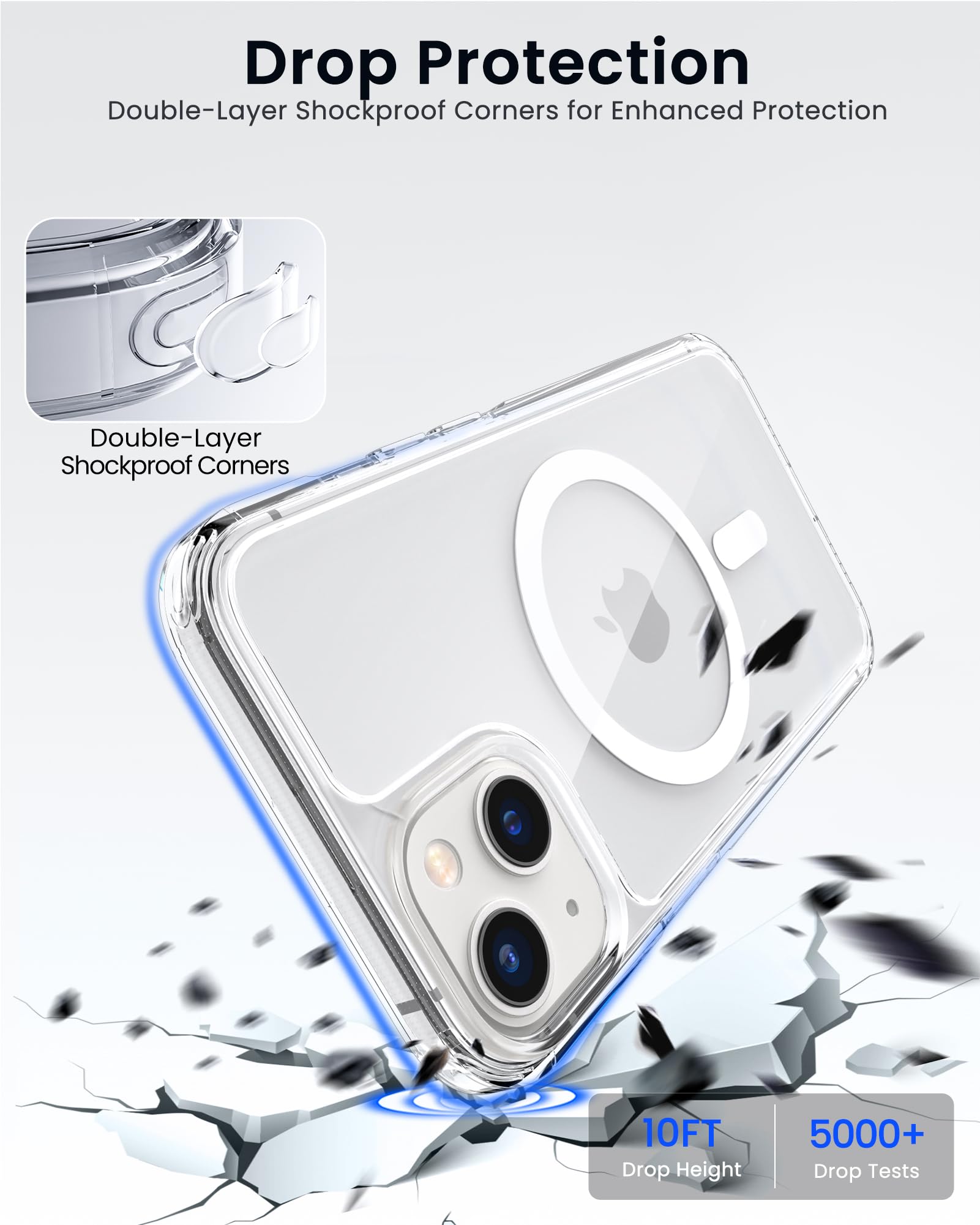 ORNARTO Cover Magnetica per iPhone 13 6,1 Pollici Compatibile con MagSafe, [Protezione Antiurto Militare] Anti Ingiallimento, Custodia Magsafe iPhone 13 Sottile Antiurto (Trasparente)