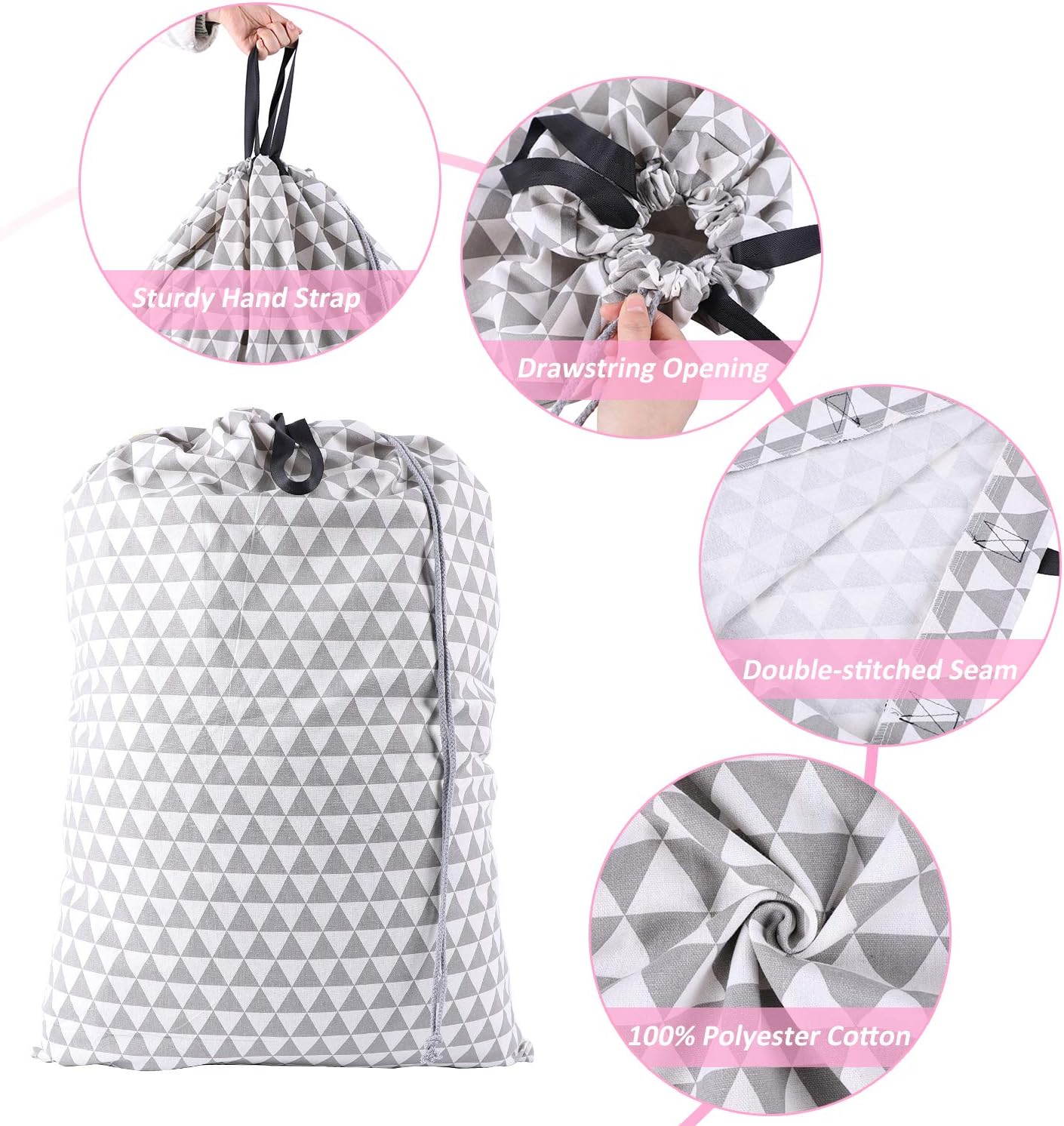 SWISSELITE Laundry Bag with Handle and Drawstring, Large Heavy Duty Laundry Bag, 28 x 40 Inches Travel Dirty Clothes Bag for Laundromat and Household