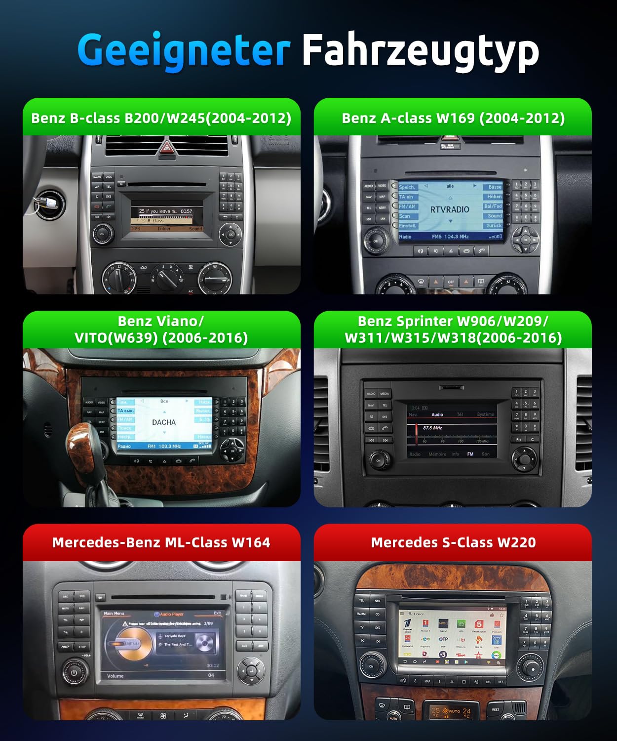 ESSGOO Autoradio für Mercedes W169 W245 W639 W906 2+64GB CarPlay | A-Klasse B-Klasse Vito Viano Sprinter 9 Zoll Android Auto GPS WLAN Bluetooth