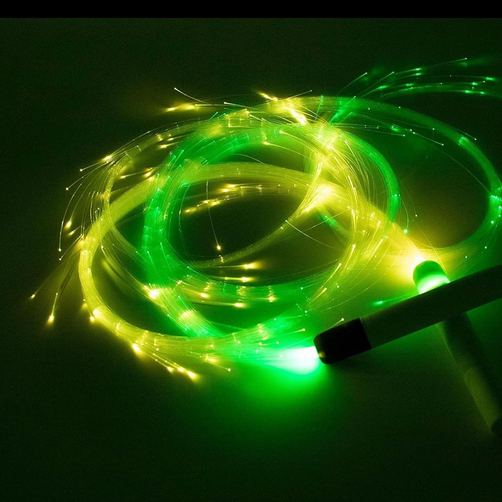 ELzEy Fruste da Ballo in Fibra Ottica LED da 170 cm Frusta Girevole Rave Glow con Luce Girevole a 360 ° 110 Pezzi Fibra Ottica da 0,75 mm e 0,5 mm 4 modalità Scintilla