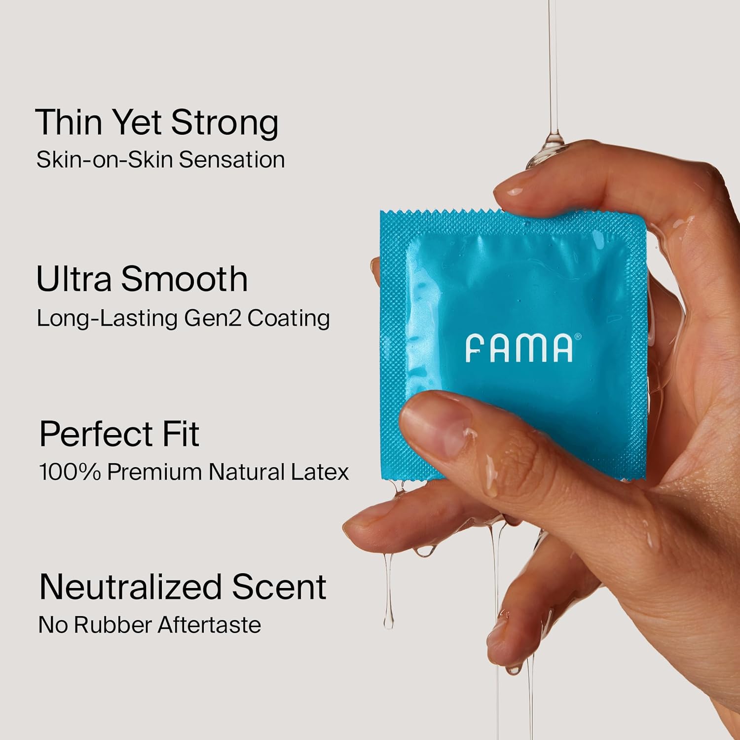 FAMA Ultra Thin Condoms – 0.04mm, Extra Lubricated, 25% Thinner Natural Latex, 36 Pack, FDA-Cleared, 53mm Diameter, Hypoallergenic, Odorless, Long-Lasting Comfort