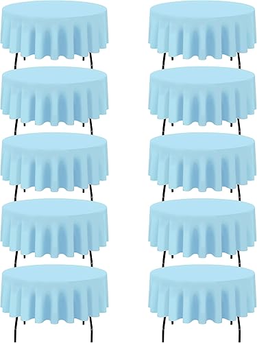 Miniatura 124 de BRILLMAX 4 paquetes de manteles redondos de 132 pulgadas color marfil - manteles circulares a granel de lino y poliéster lavables para mesa