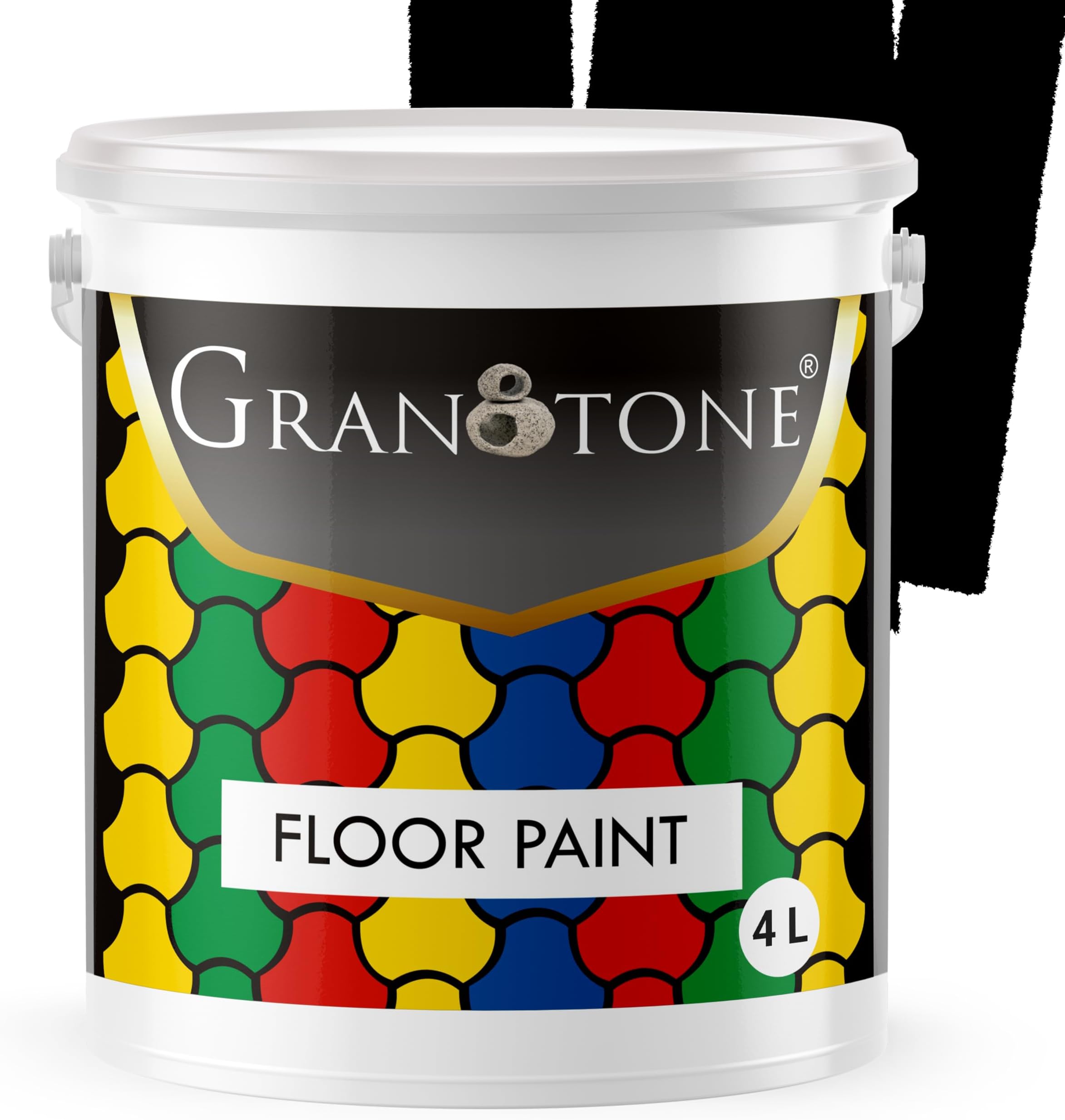 GRANOTONE Floor Paint 4 Litre Jet Black Colour Polyurethane and Acrylic Polymer Based Concrete Sealer Anti Slip Thick and Durable for Cement Floor and Tiles Made in India