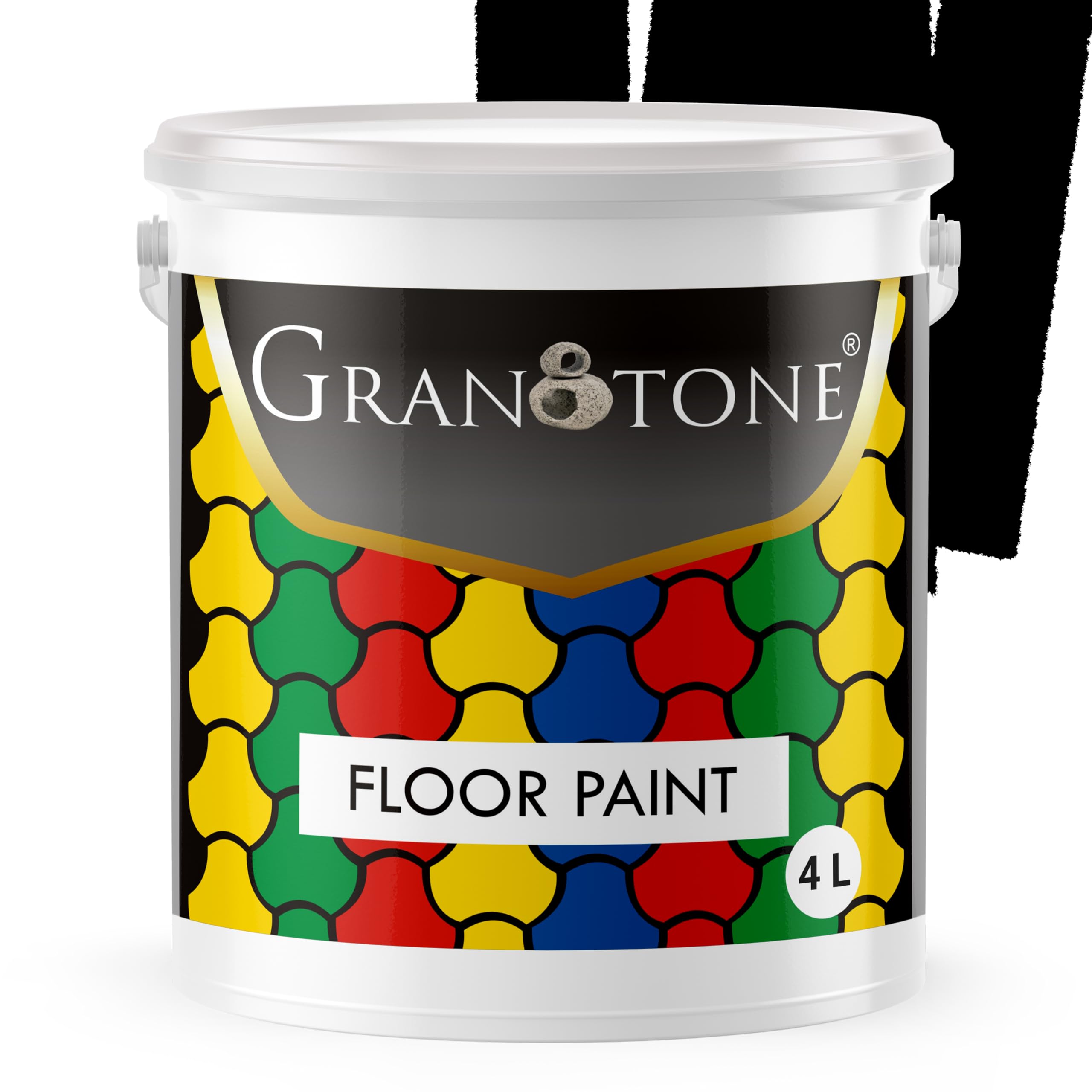 GRANOTONE Floor paint for cement floor and tiles, Polyurethane and Acrylic Polymer Based Concrete Sealer, Anti-Slip, Thick & Durable tile paint 4 L, Jet Black