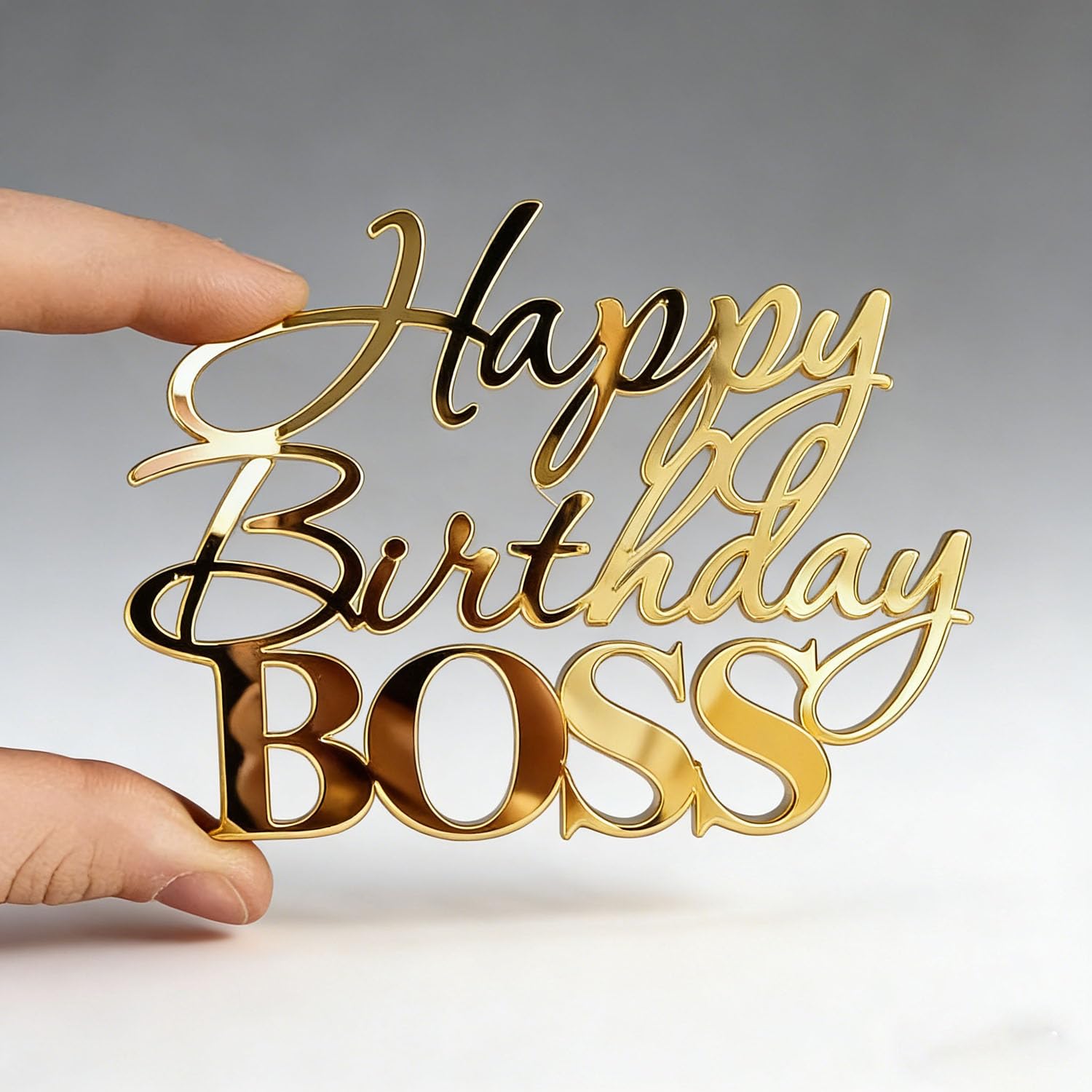 Acrylic Happy Birthday Boss Cake Topper-Happy Father's Day Cake Decoration for Boy Men Prince-Dad Birthday Party Decorations Supplies