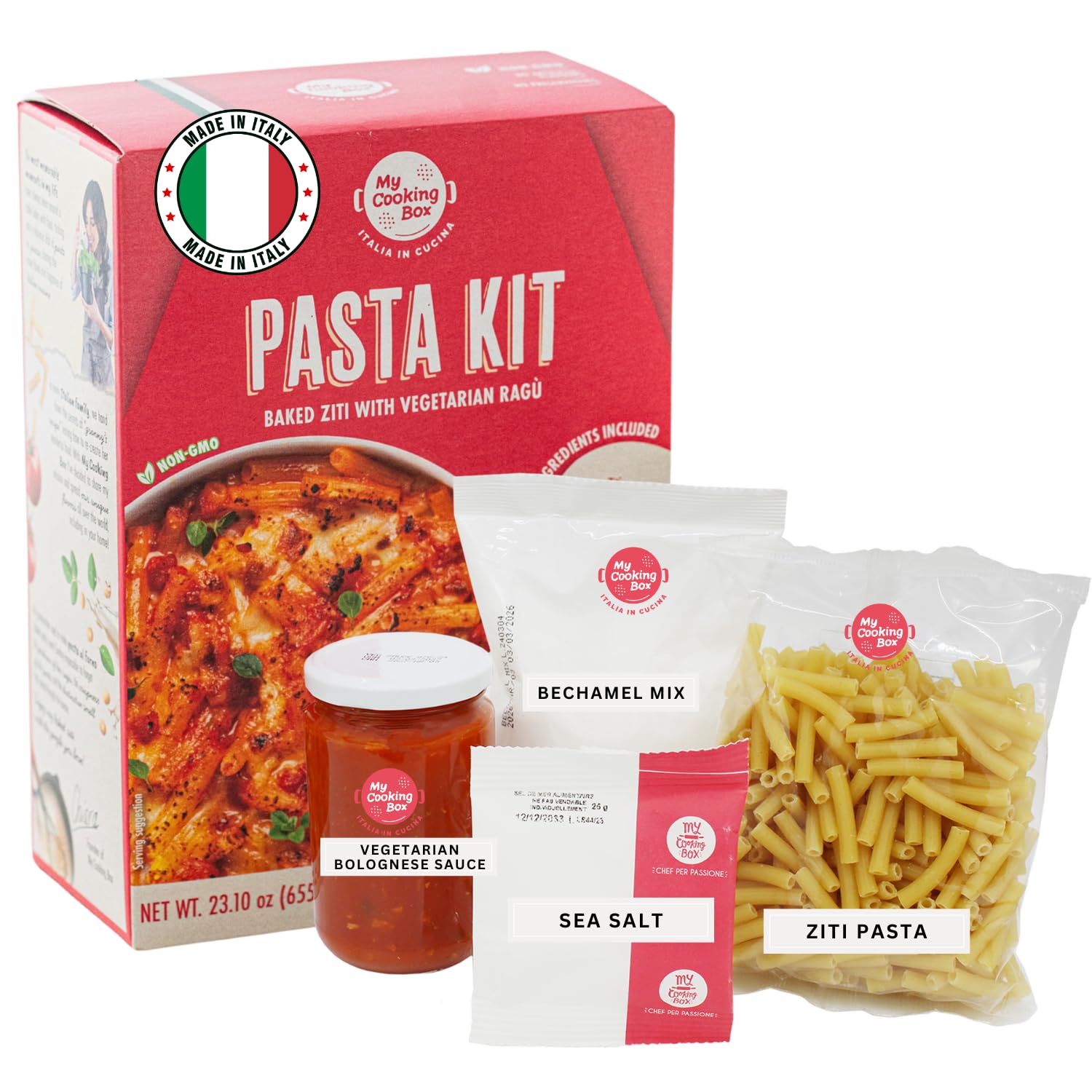 My Cooking Box Pasta Meal Kit, Baked Ziti Pasta Kit, Gourmet Dinner Kit Recipe, Product of Italy, Pre-portioned Ingredients in one Box, 2/3 Servings, Cooking Box, Family Meal
