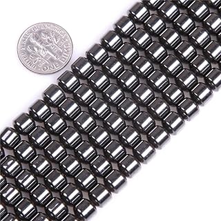 HAAMIIQII 40pcs 10mm Natural Black Hematite Loose Gemstone Beads Drum Shape Spacer Stone Beads for Jewelry Making DIY Bracelet Necklace