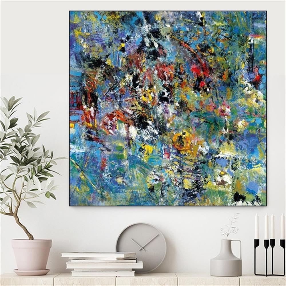 Pemberly Row Modern Canvas Print, 30x30 in, Cotton Canvas, Yellow Frame, Eco-Friendly Fade Resistant Ink, Bold Framed Wall Art for Any Room Decor