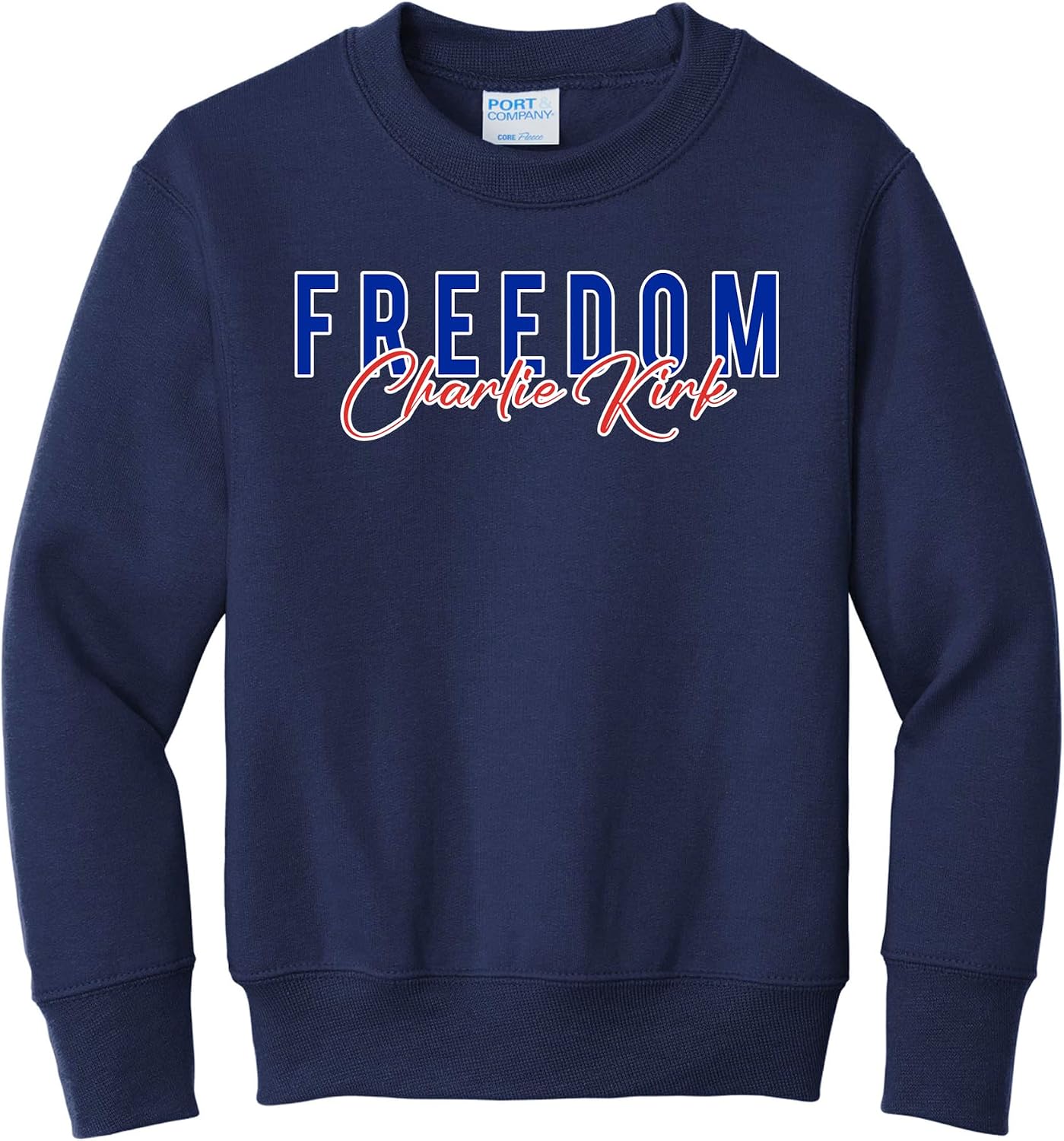 wild custom apparel Charlie Kirk Freedom Signature Merchandise Kids Youth Sweater Crewneck Sweatshirt