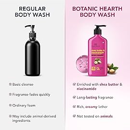 Botanic Hearth Shea Butter & Niacinamide Body Wash - Deeply Nourishing & Renewing Hydrating Shower Gel, Gentle Cleanser, Sulfate & Paraben Free - 16 fl oz