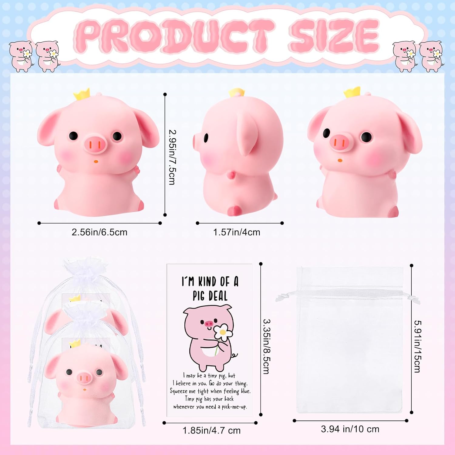 Hollowfly 10 Set Funny Pig Stress Balls Bulk Relief Squeeze Balls Inspirational Stress Reliever Employee Appreciation Gifts for Adult Coworkers Staff Volunteer