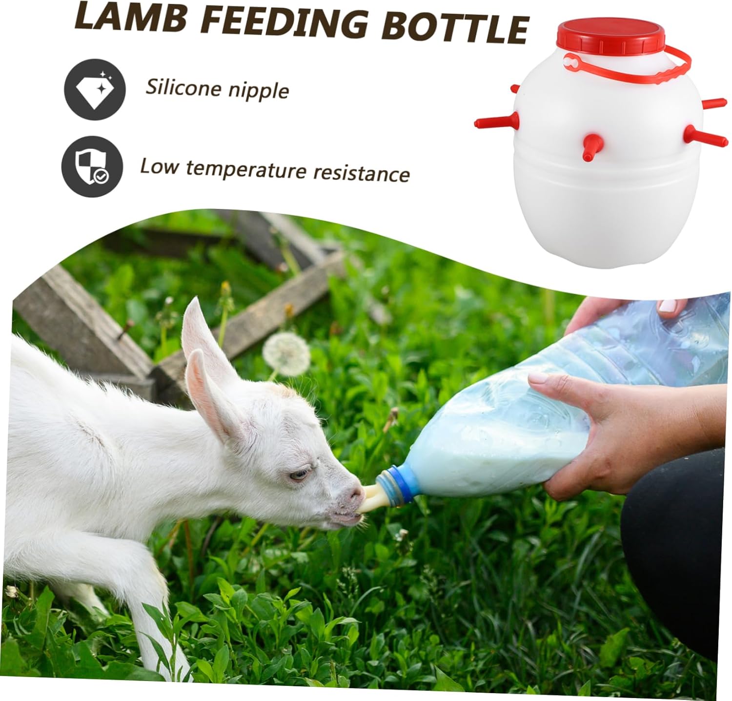 Cabilock Silicone Lamb Feeder Bottle Thickened Plastic Bottle for Sheep Goats Dogs and Pigs Capacity High Temperature and Low Temperature Resistant