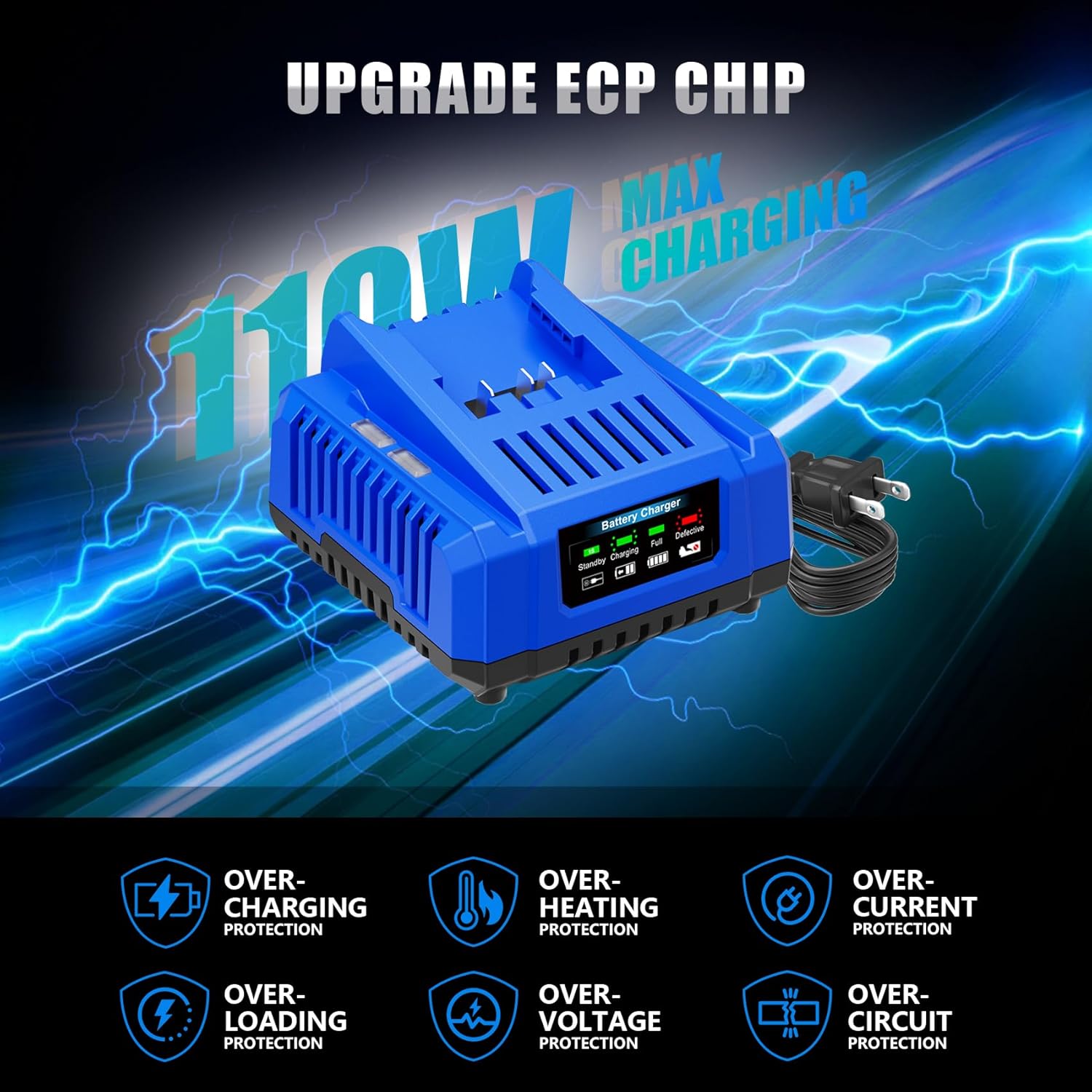 KRC2445-03 3.0A Fast Charger Replacement for Kobalt 24v Battery Charger KRC 2404-03 KCH2411-03 KDPC 124-03, Compatible with 24Volt Battery KB 224-03 KB 424-03 KB 524-03 KB 624-03 KXB 424-03 KXB 824-03