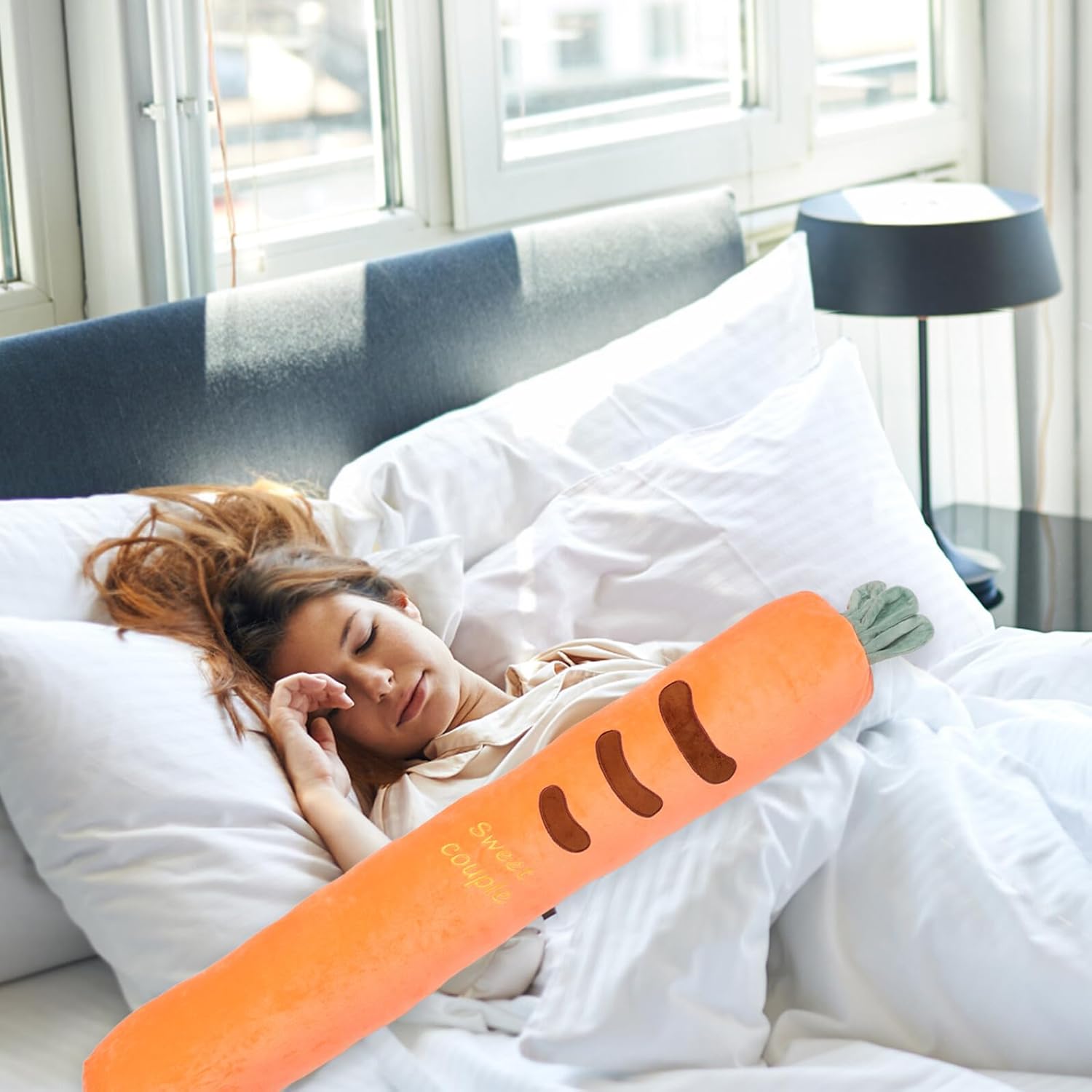 Pregnancy Pillow Carrot Shape 100cm Maternity Body Pillow for Back Support and Leg Comfort Round Cervical Roll with Lumbar Support for Side Sleepers and Recliner Use