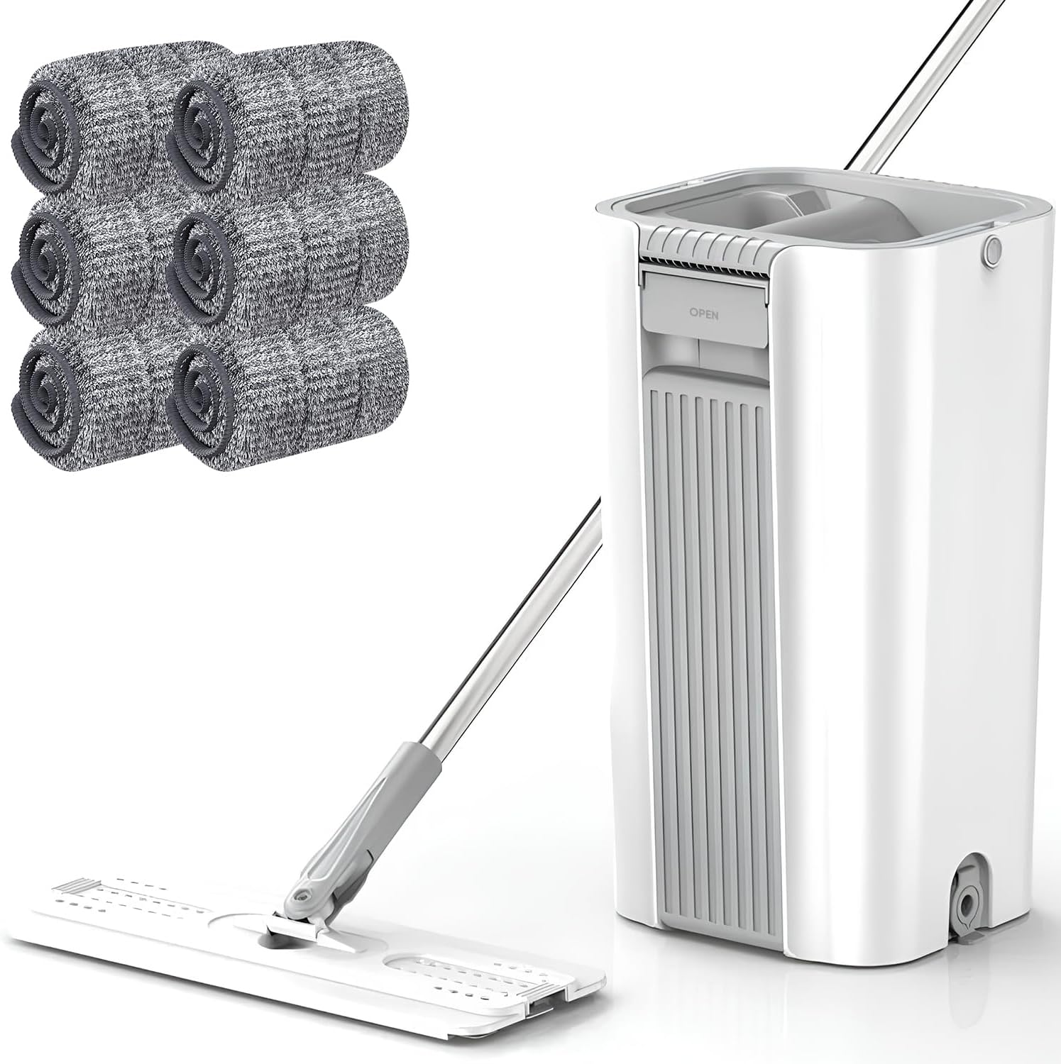 Mop and Bucket with Wringer Set for Home, Hands Free Flat