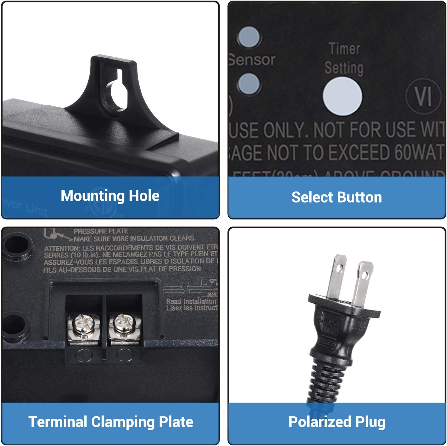 Up To 40% OFF DEWENWILS 60W Outdoor Low Voltage Transformer with Timer and Photocell Light Sensor, 120V AC to 12V DC, Weatherproof, Specially for LED Landscape Lighting, Spotlight, Pathway Light, ETL Listed