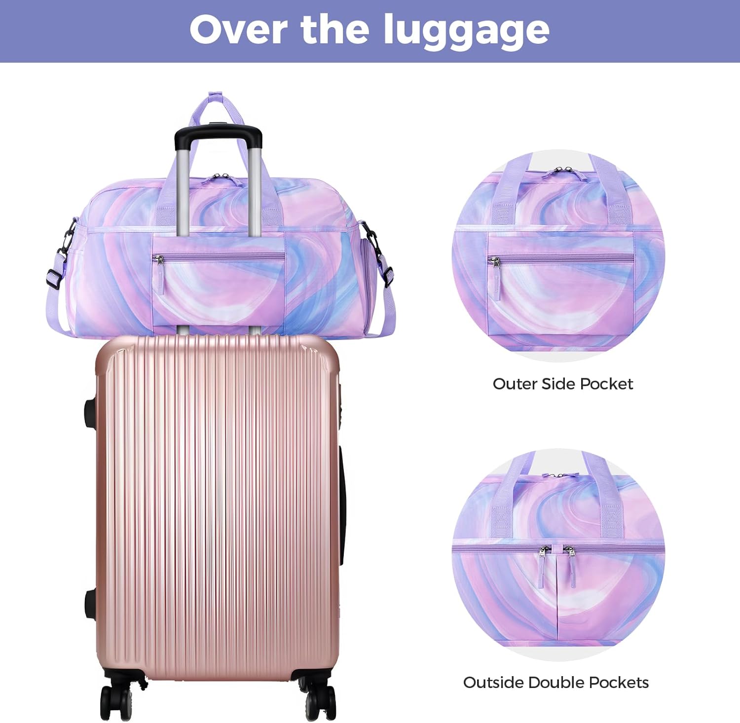 Choco Mocha Girls Duffle Bag for Travel Sports Duffle Bag with Shoe Compartment Gym Duffle Tote Bag Dance Duffle Bags for Teen Girls Pink - Image 4