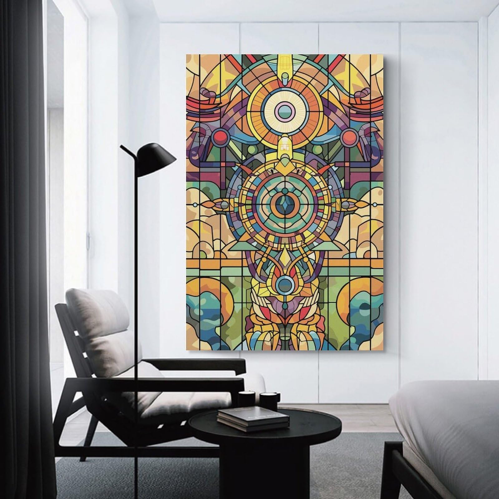 Junmoney Abstract Stained Glass Art Room Decor Wall Art, 20x30inch(50x75cm), for Bedroom Walls, Guest Spaces Or Lounges, Stylish Decor for A Restful Room Update
