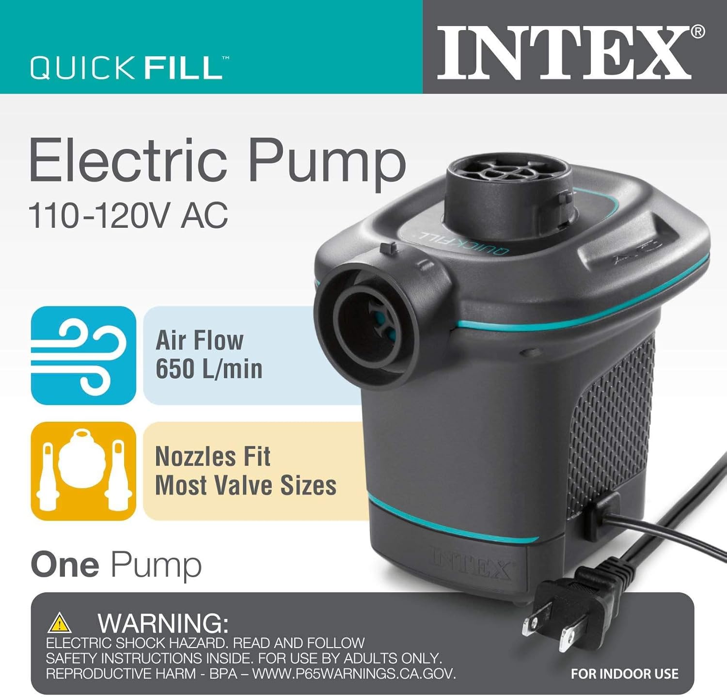 Intex 120V AC Electric Air Pump & Inflatable Corduroy Beanless Bag Lounge Chair