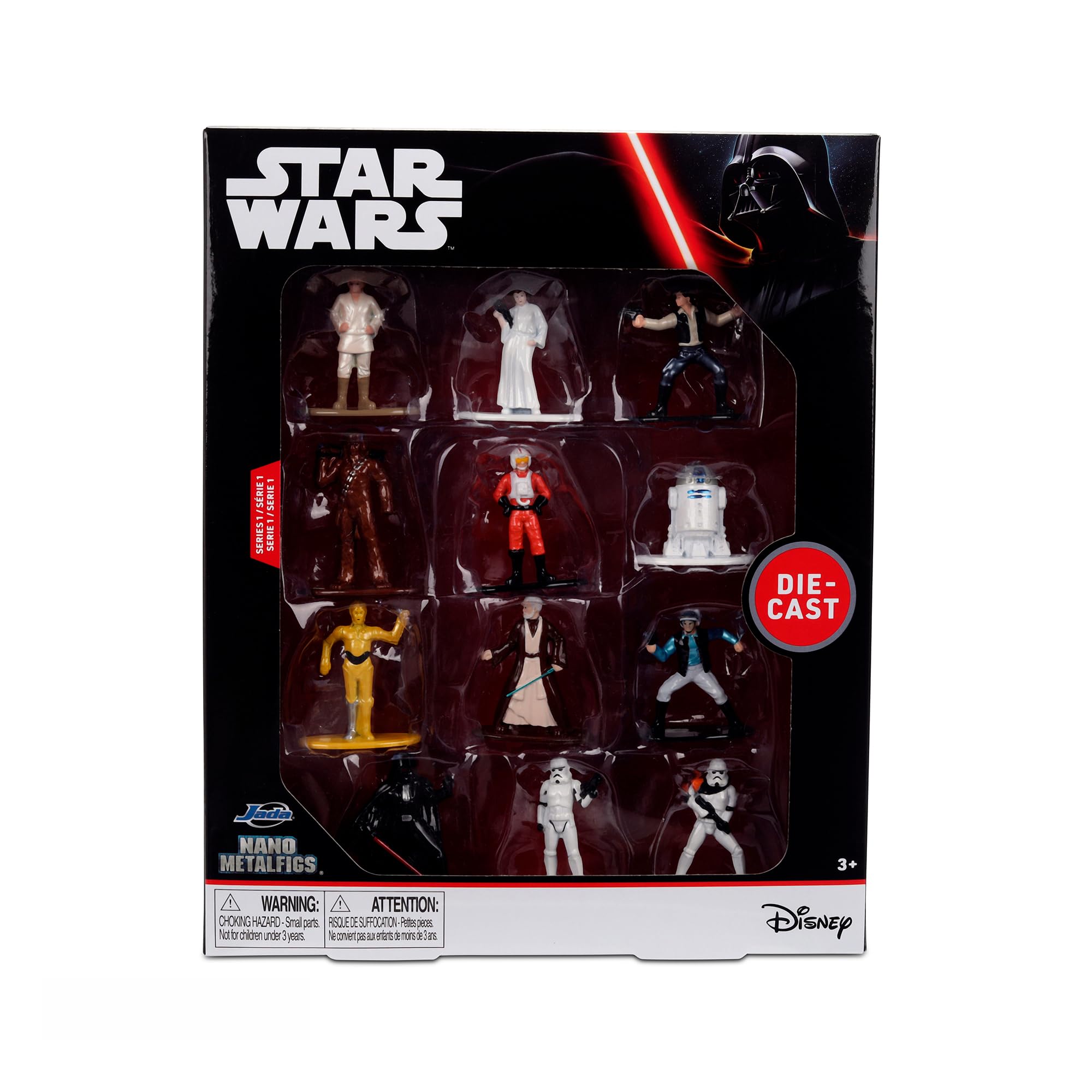 Jada Toys Star Wars Nano Die-Cast – Set De 3 Figuras De Darth Vader Y 2 Stormtroopers, 4 Cm De Metal, Ideal Para Coleccionistas