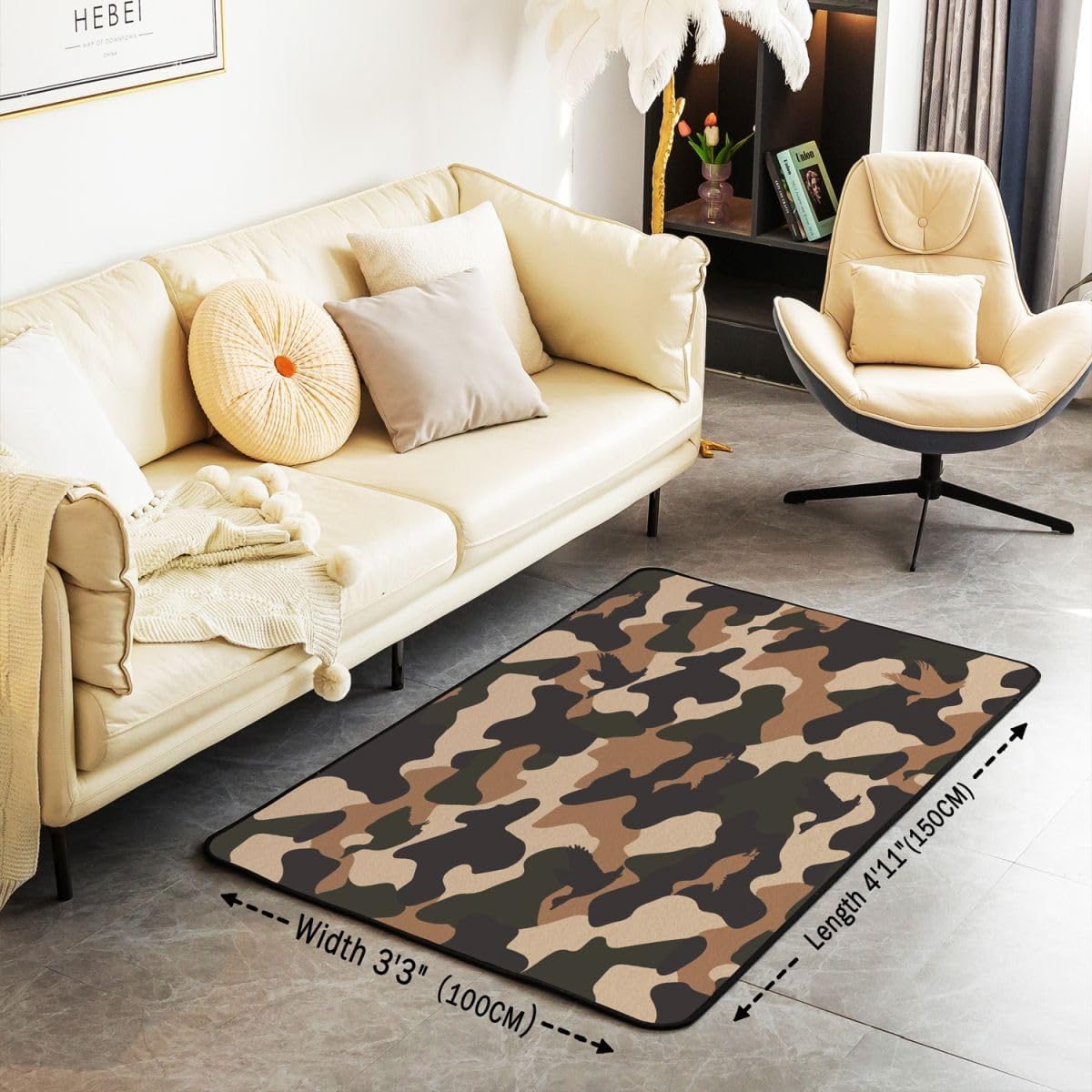 Camouflage Mallard Duck Area Rug 3x5 for Boys Teens Adults Camo Hunting Living Room Rugs for Bedroom Decor Carpet Rustic Camping Cabin Indoor Floor Mat Soft Non-Slip,Country Farmhouse