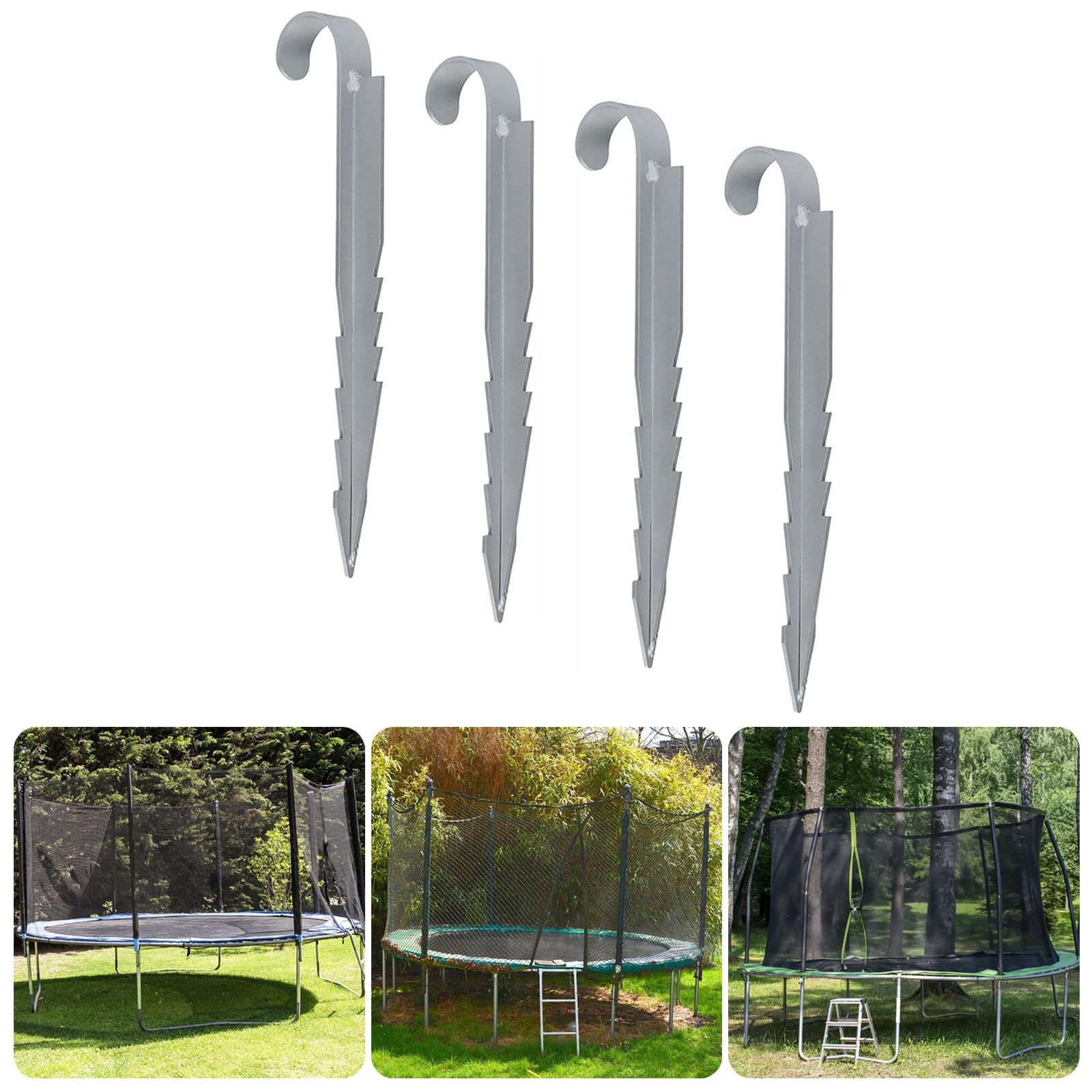 4 estacas de anclaje para jardín y paisaje, estacas de metal resistentes para tienda de campaña, trampolín, estacas de fijación para el suelo, estacas resistentes