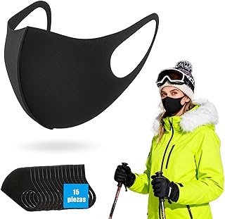 15PCS Reusable Face Mask Black Face Masks Sponge Washable Breathable Skin-Friendly Stylish and Versatile for Adult Men and Women Dust Protection Cover for Outdoor Travel Sports Not Cloth Fabric