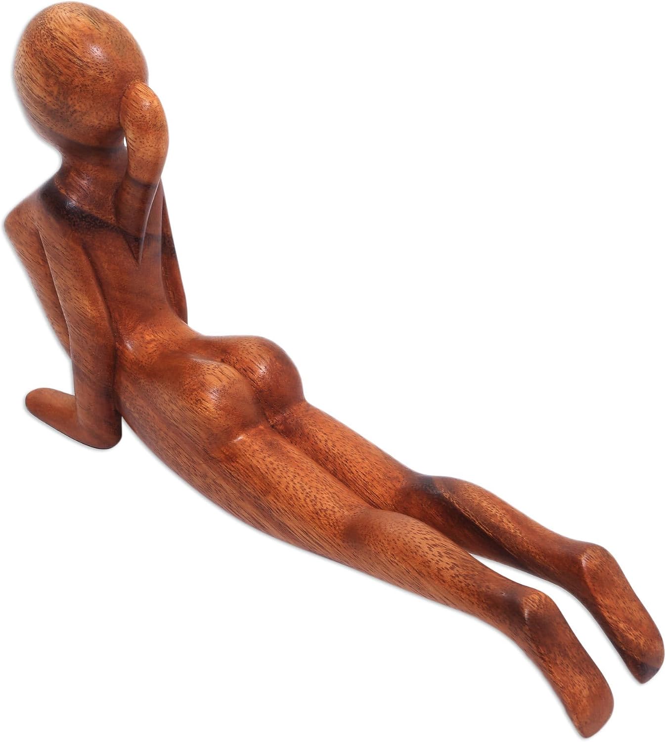 NOVICA Brown Natural Grain Suar Wood Human Figure Meditation, 6.25" Tall 'Cobra Yoga Pose' Sculpture