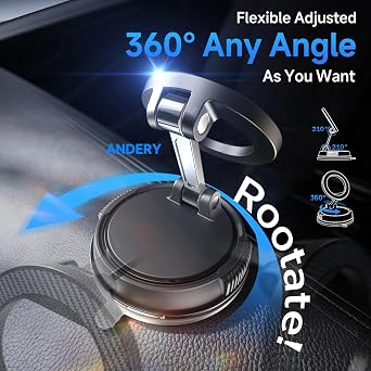 ANDERY Car Phone Holder for Magsafe [78+LBS Strongest Suction & 2400gf Strongest Magnetic] 360 Adjustable Car Phone Mount, Phone Holders for Your Car for iPhone 17-12 Pro Max Air Plus (Carbon Fiber)