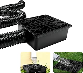 Rain Gutter Downspout Extensions with 10×10in Catch Basin, Low-Profile D...