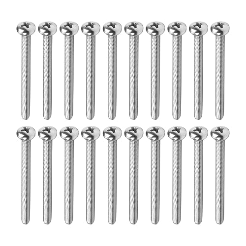 Miniatura 55 de MroMax 30 tornillos de máquina Phillips de cabeza plana M2 x 0.197 in, acero inoxidable 304 18-8, rosca completa, tornillos de cabeza cruzada gris