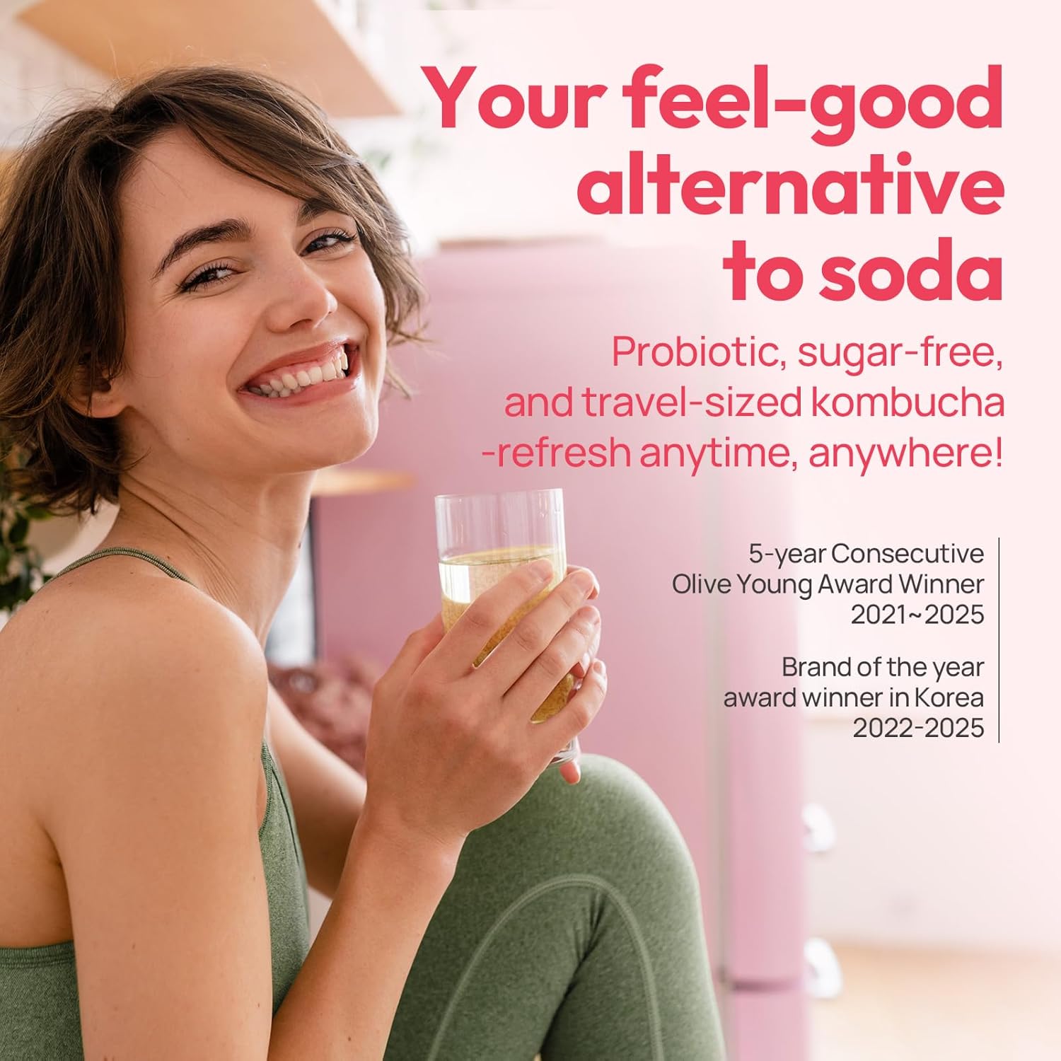 TEAZEN Peach Kombucha Tea, Hydration Drink Mix, Sugar Free, Live Probiotics & Prebiotics, 30 Sticks, 5.29oz