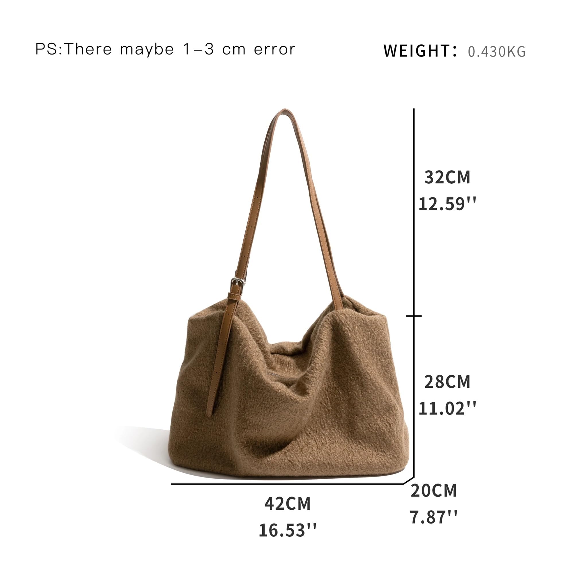 Filztasche Einfache Frauen Große Kapazität Shopping Handtasche Flauschigen Filz Stoff Herbst Winter Klassische Farbe Tote Handtasche for Damen