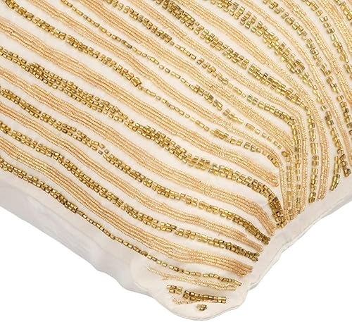 Miniatura 7 de HomeCentric - Funda de cojín para sofá, paquete de 2 fundas de almohada de seda dorada de 20 x 20 pulgadas, hechas a mano, diseño abstracto de