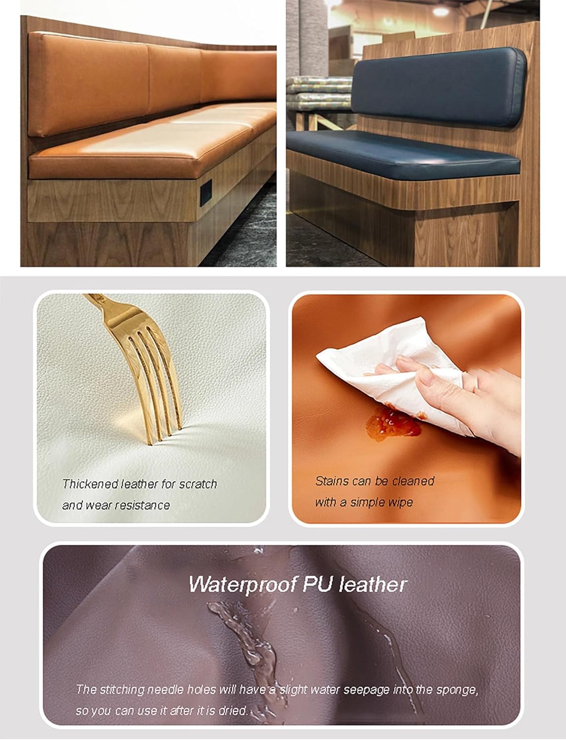 防水 PUレザー シートクッション 滑り止め ガーデン ロングベンチ クッションパッド マット 厚さ2インチ 屋内 屋外 パティオ