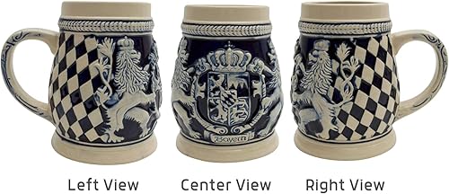 Miniatura 5 de 0,65 litros  OktoberfestHaus Regalos alemanes para hombre pintados a mano Stein Bayern Escudo de armas Jarras de Cerveza y Jarra Stein