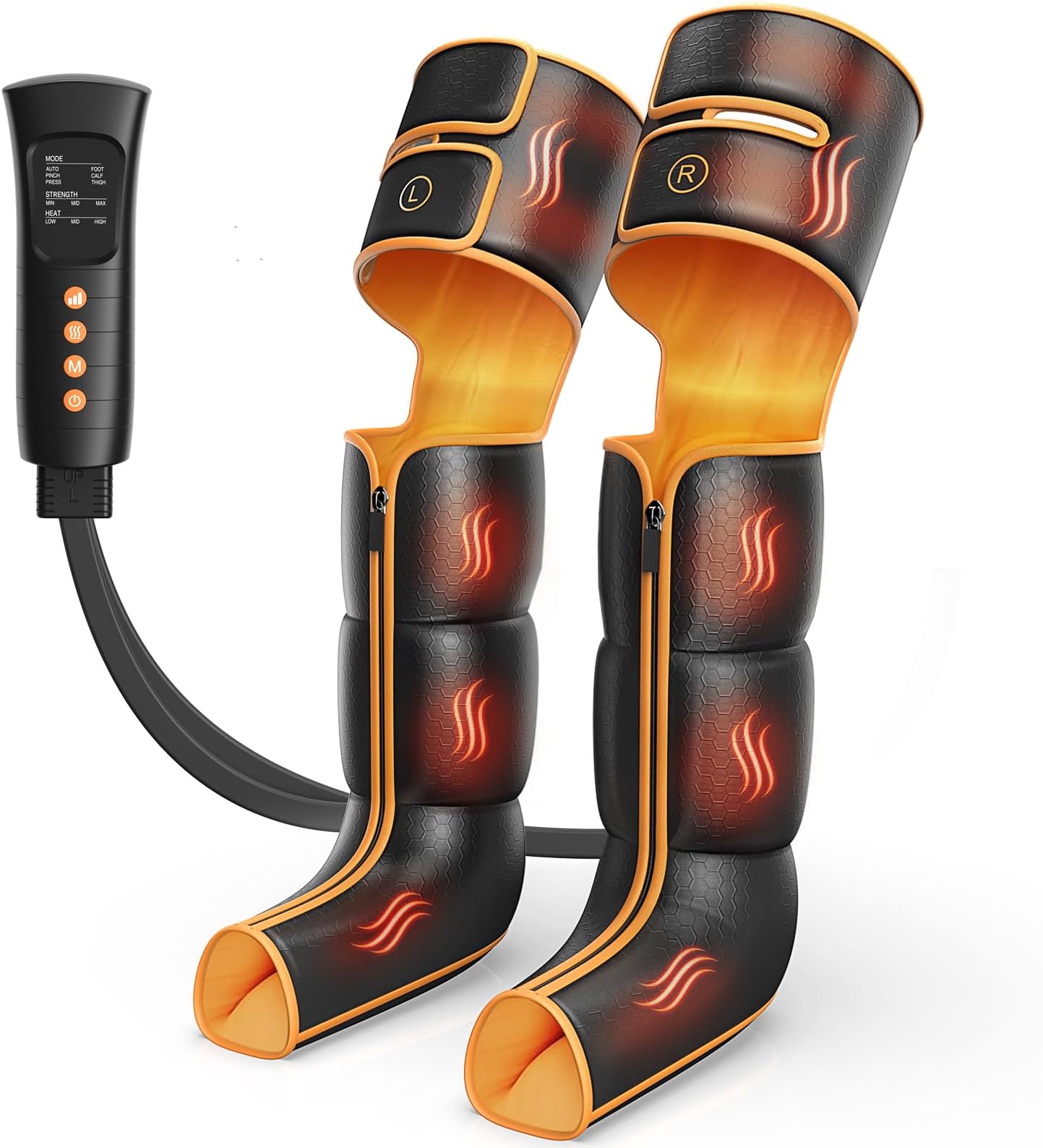 ITCPRL Leg Massager with Heat and Compression, Foot Calf & Thigh Massage for Circulation and Pain Relief, Leg Compression Massager with Handheld Controller 3 Intensities 6 Modes