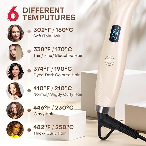 Miniatura 2 de Cepillo alisador de cabello - Alisadores de pelo para mujeres, peine alisador iónico de cerámica con menos encrespamiento  Calentamiento rápido 20s